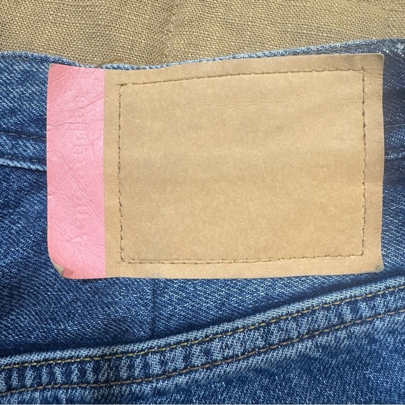 Acne Studios Bla Konst Straight Leg Blue Jeans Size 25x32 Pink Leather Patch - Picture 2 of 11